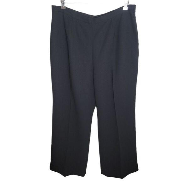 Le Suit Separates Black Flat Front Straight Leg Pants Slacks Large - Picture 1 of 8